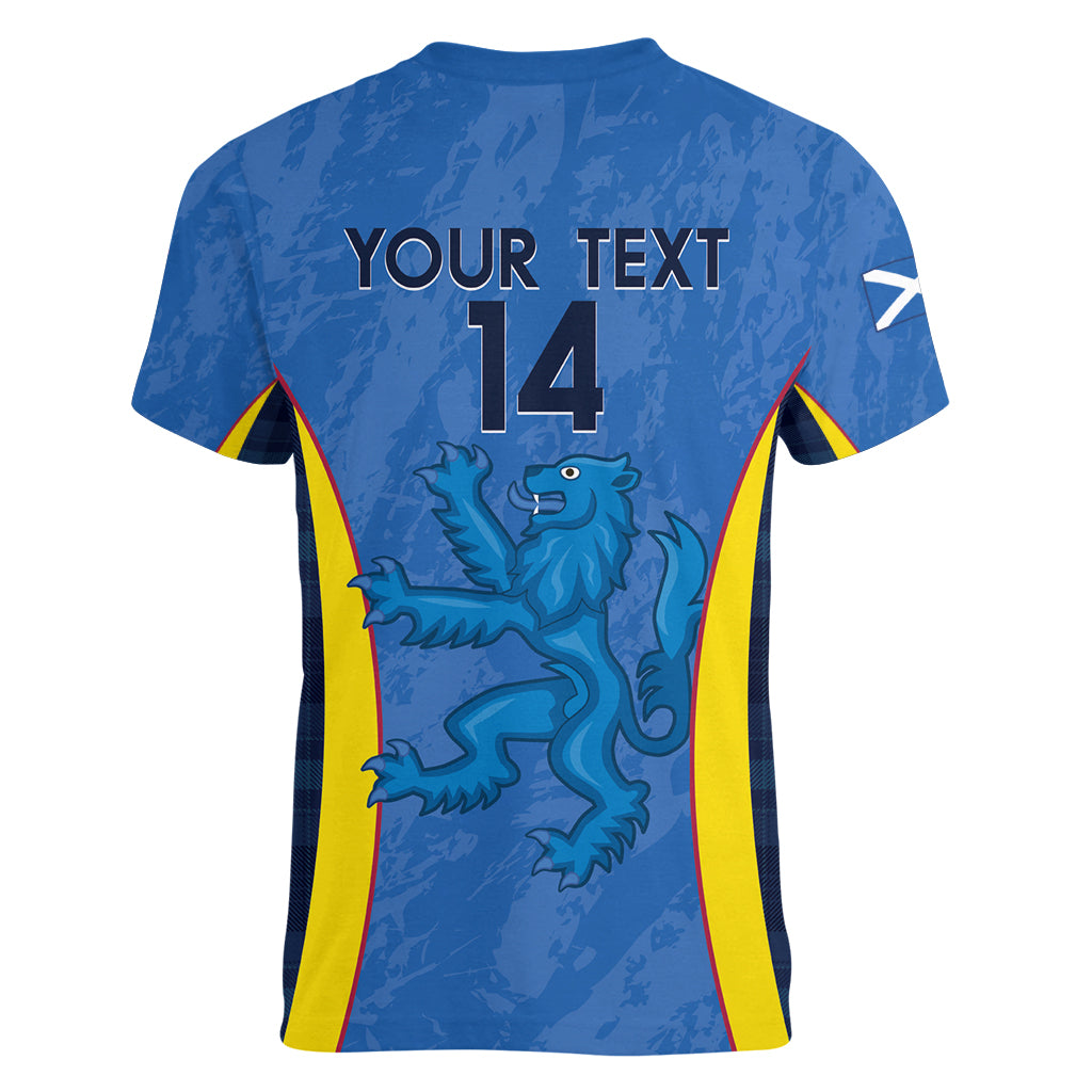 Custom Scotland Football Women V-Neck T-Shirt 2024 Go Champions Scottish - Wonder Print Shop