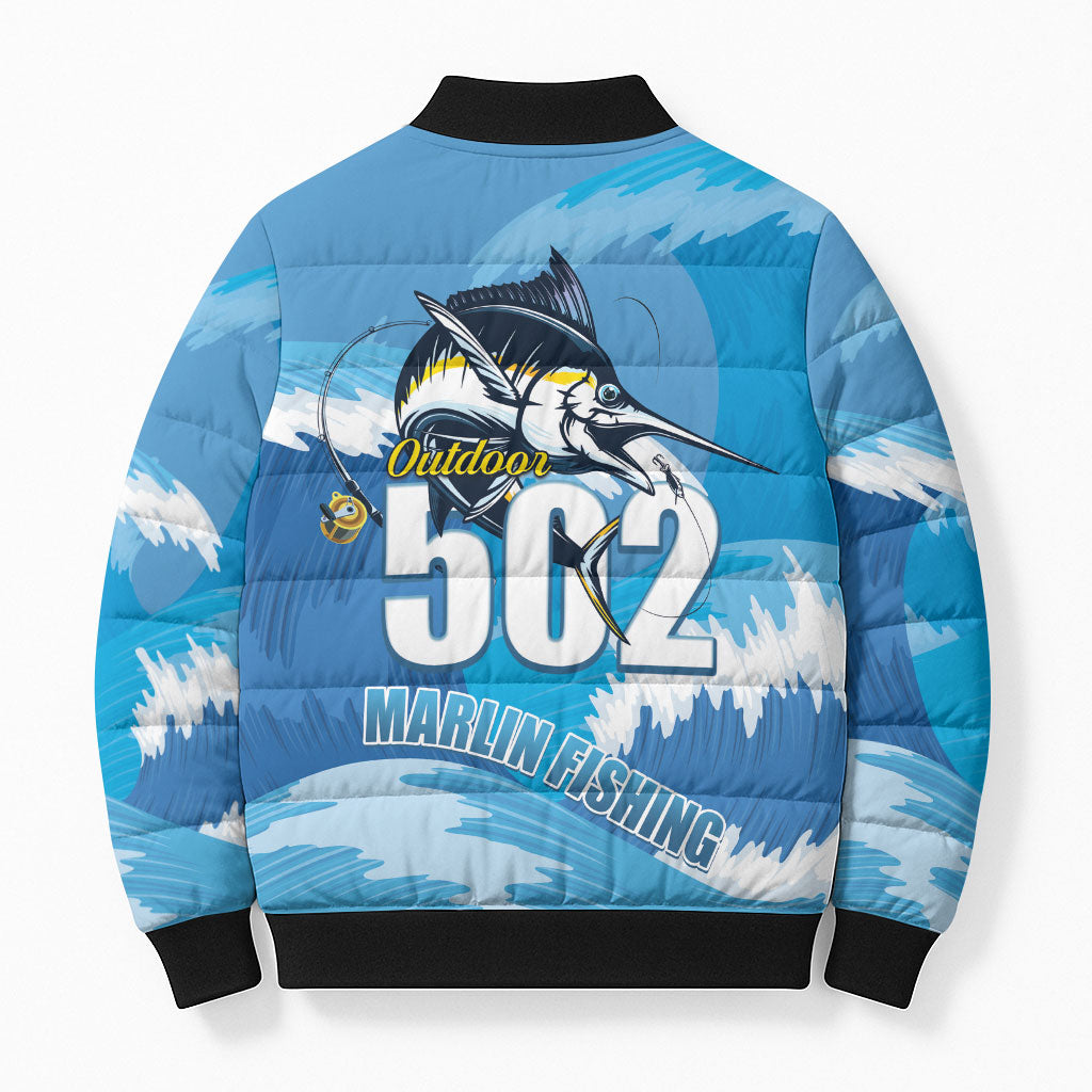Blue Marlin Fishing Guatemala Bomber Puffer Jacket Makaira Nigricans 502 Outdoor Hobby