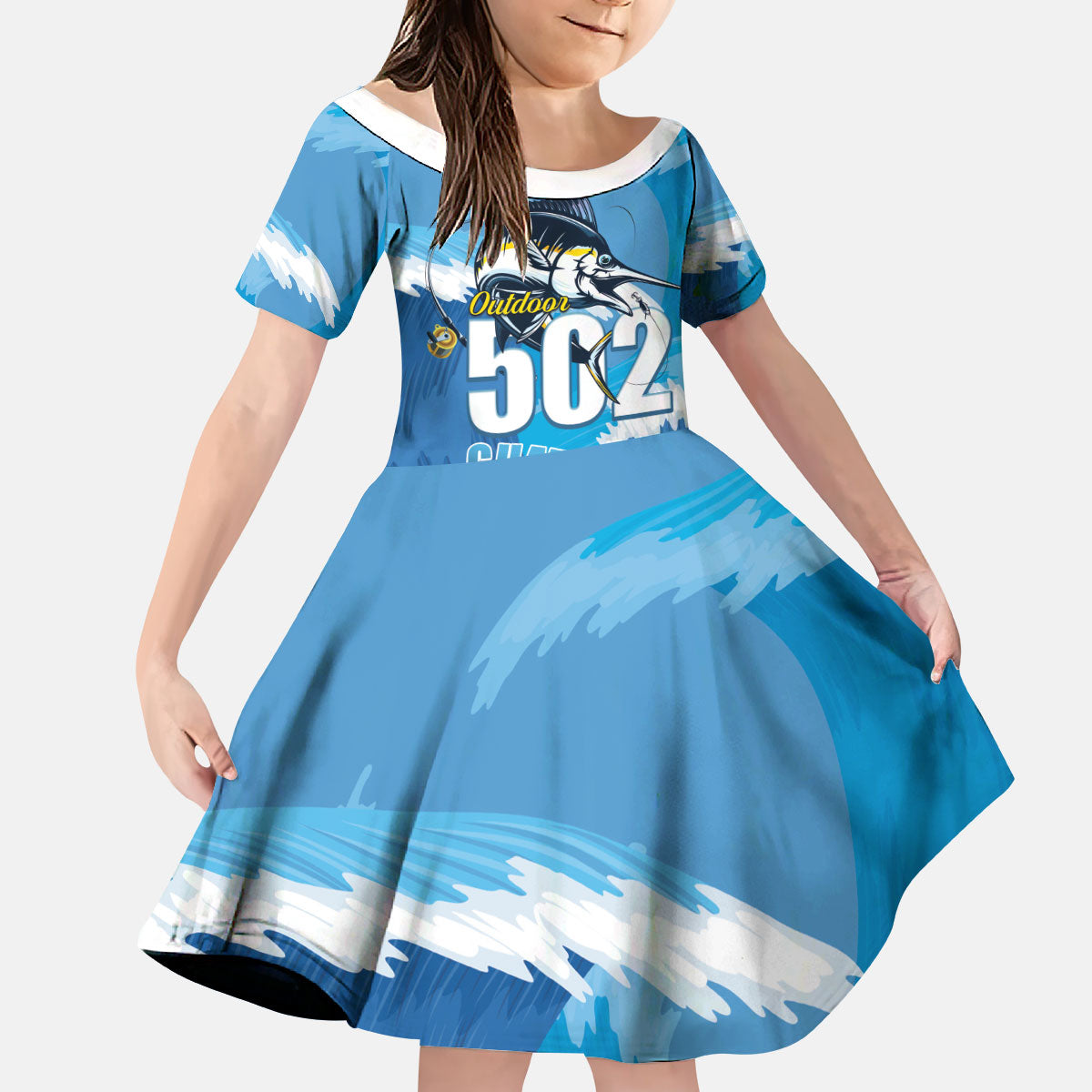 Blue Marlin Fishing Guatemala Kid Short Sleeve Dress Makaira Nigricans 502 Outdoor Hobby