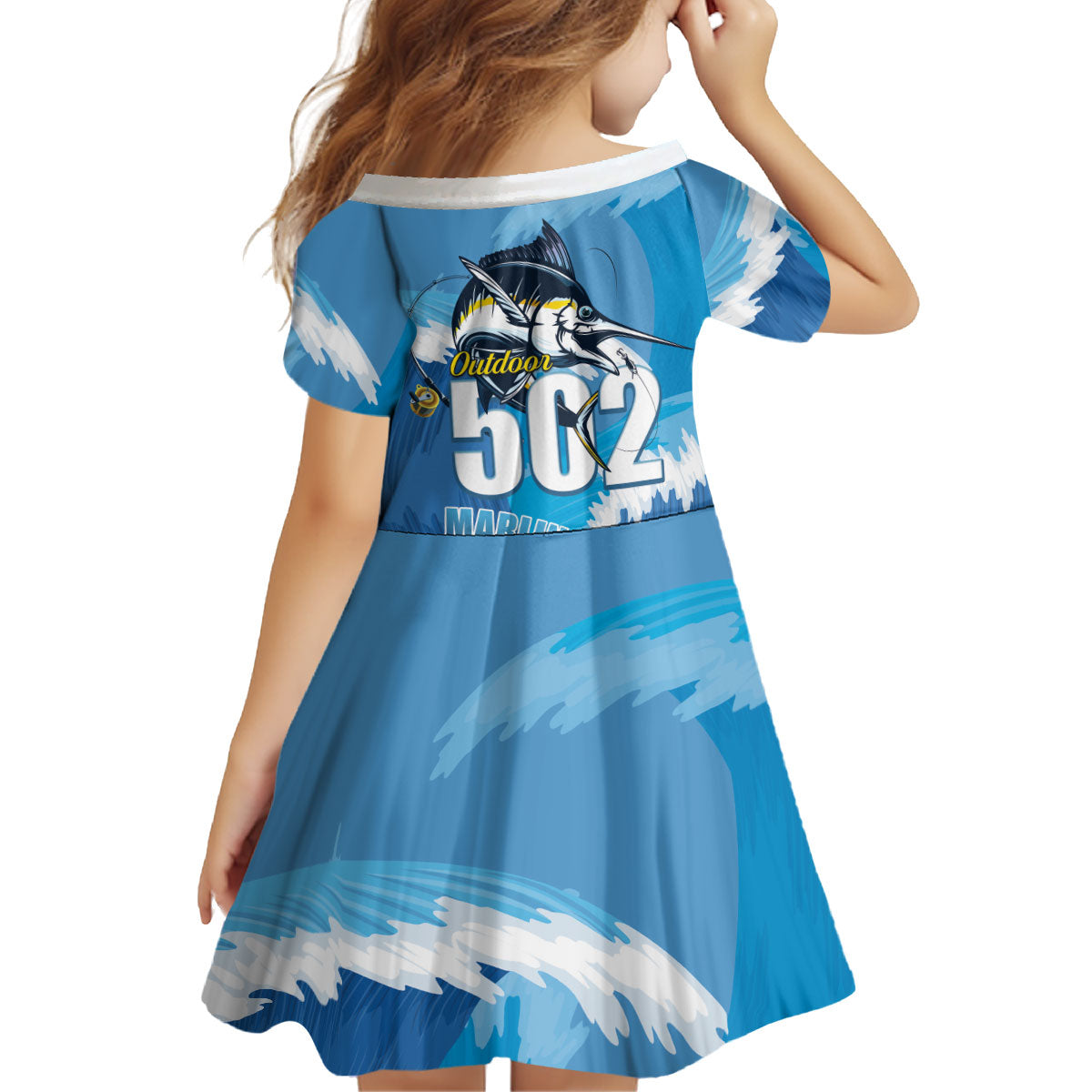 Blue Marlin Fishing Guatemala Kid Short Sleeve Dress Makaira Nigricans 502 Outdoor Hobby