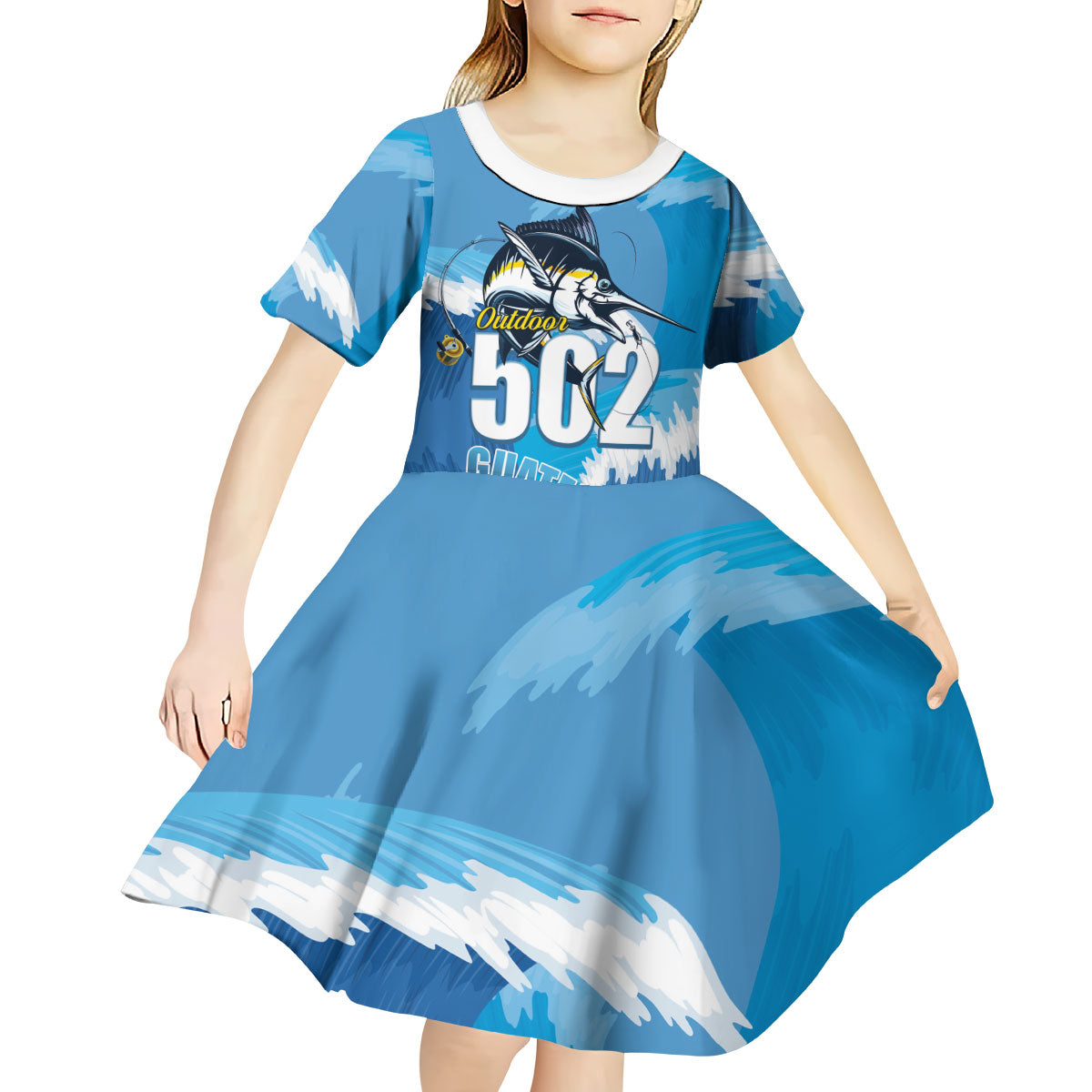 Blue Marlin Fishing Guatemala Kid Short Sleeve Dress Makaira Nigricans 502 Outdoor Hobby