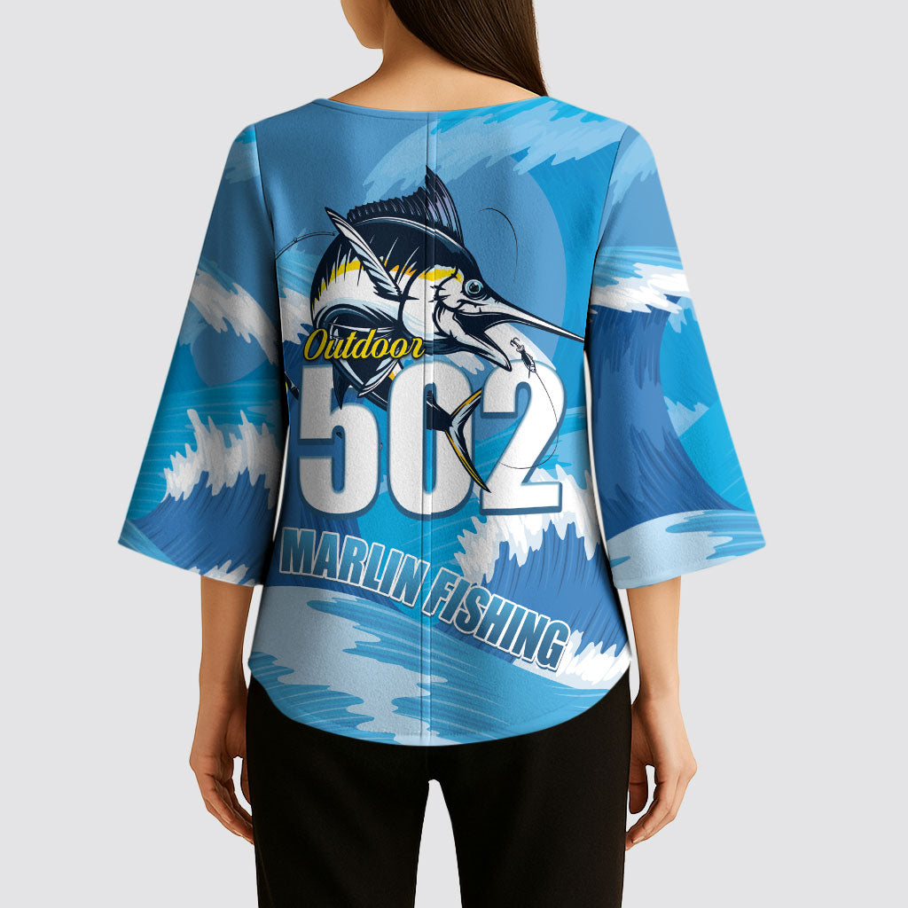 Blue Marlin Fishing Guatemala Kimono Sleeve Blouse Makaira Nigricans 502 Outdoor Hobby