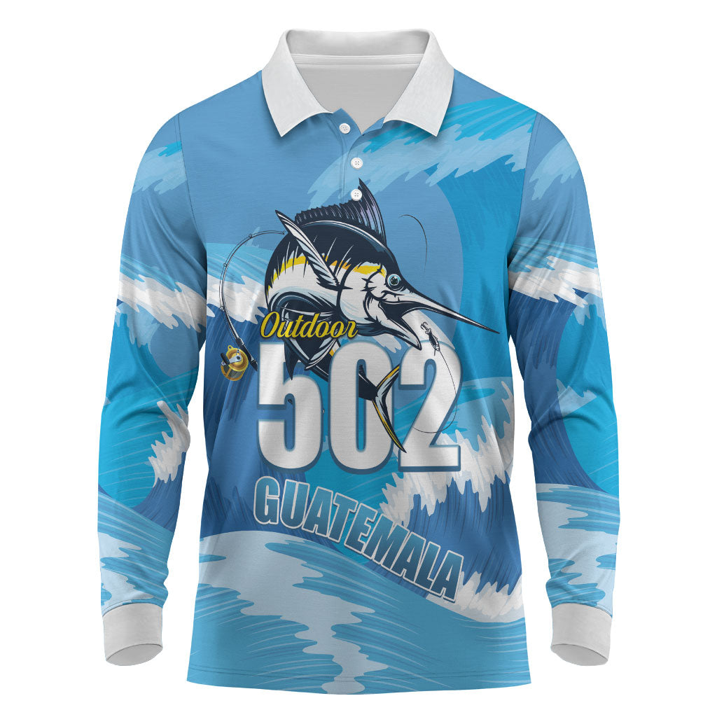 Blue Marlin Fishing Guatemala Long Sleeve Polo Shirt Makaira Nigricans 502 Outdoor Hobby