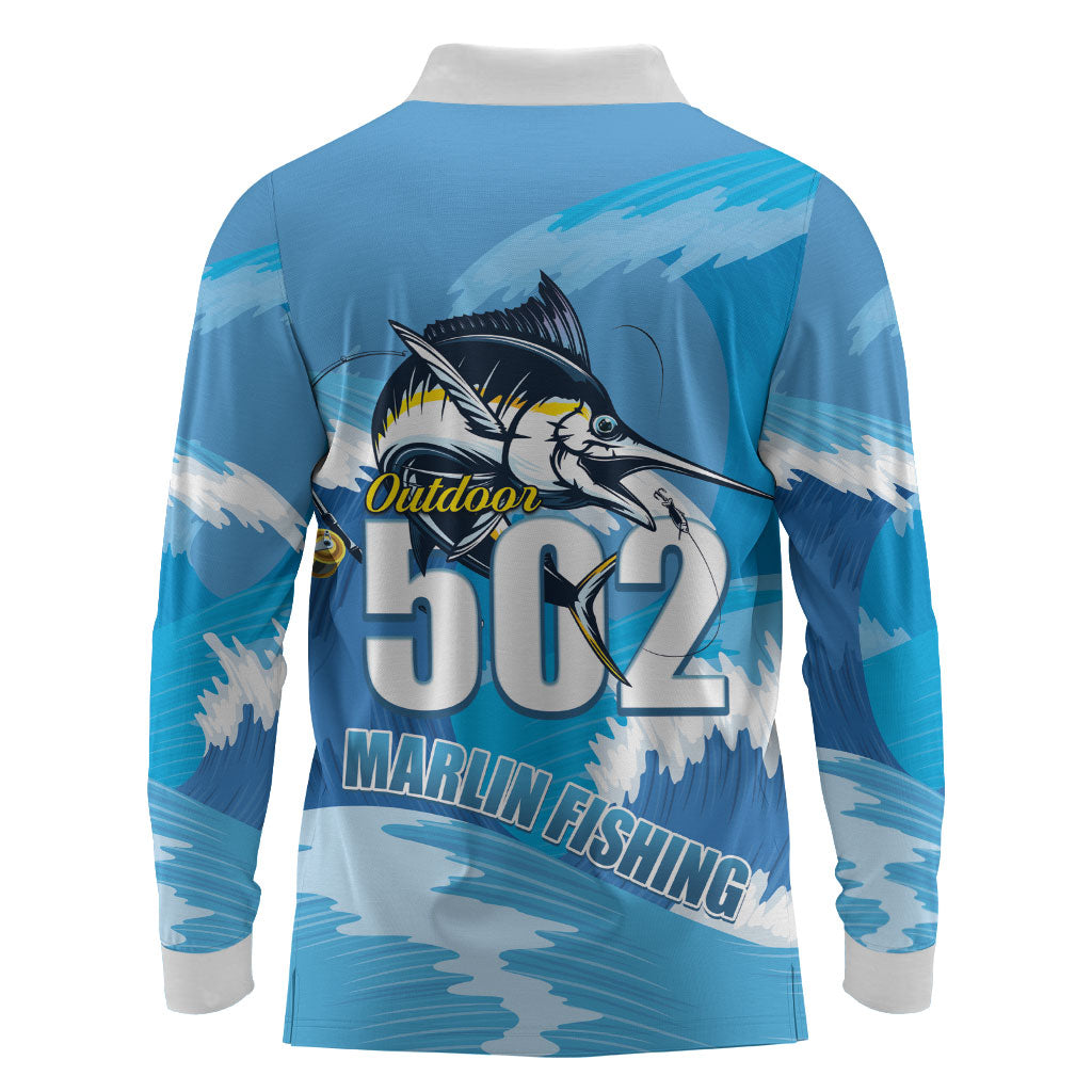 Blue Marlin Fishing Guatemala Long Sleeve Polo Shirt Makaira Nigricans 502 Outdoor Hobby