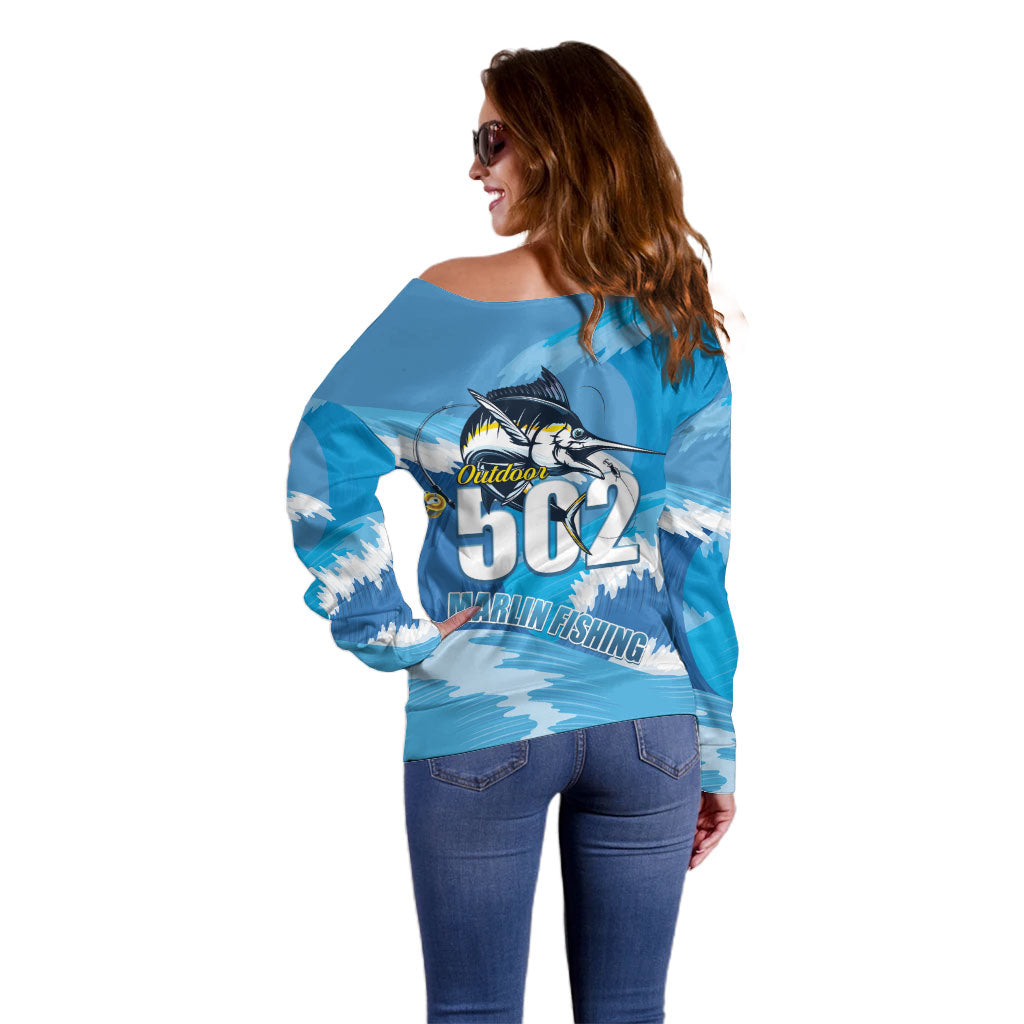 Blue Marlin Fishing Guatemala Off Shoulder Sweater Makaira Nigricans 502 Outdoor Hobby