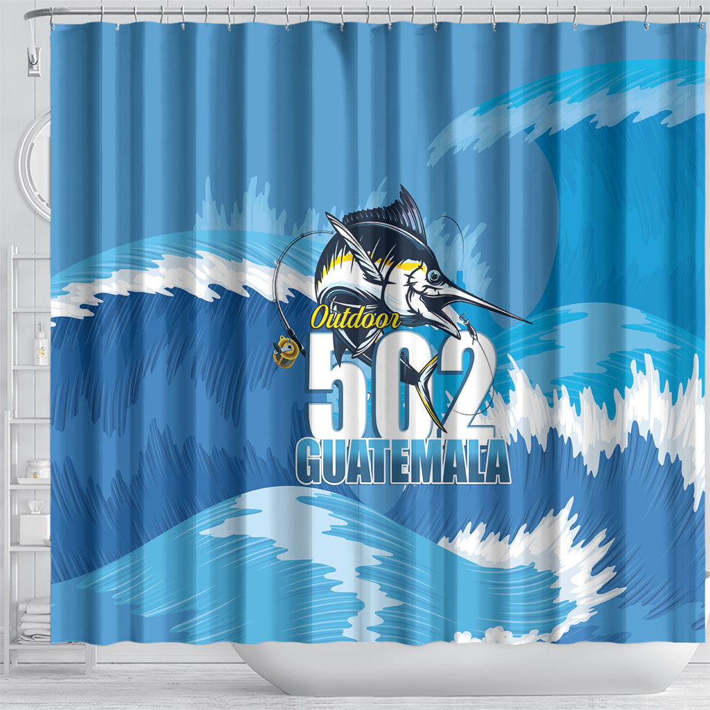 Blue Marlin Fishing Guatemala Shower Curtain Makaira Nigricans 502 Outdoor Hobby