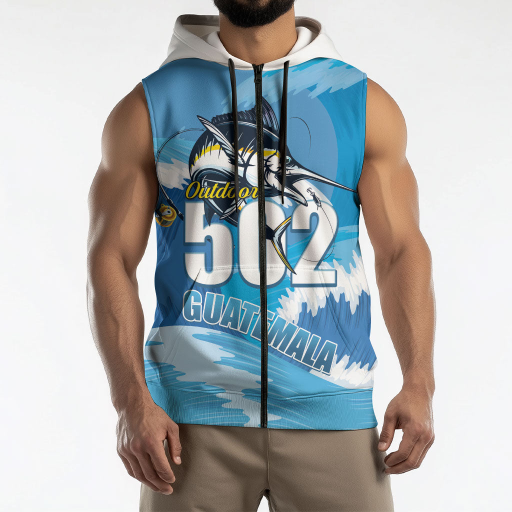 Blue Marlin Fishing Guatemala Sleeveless Zip Hoodie Makaira Nigricans 502 Outdoor Hobby