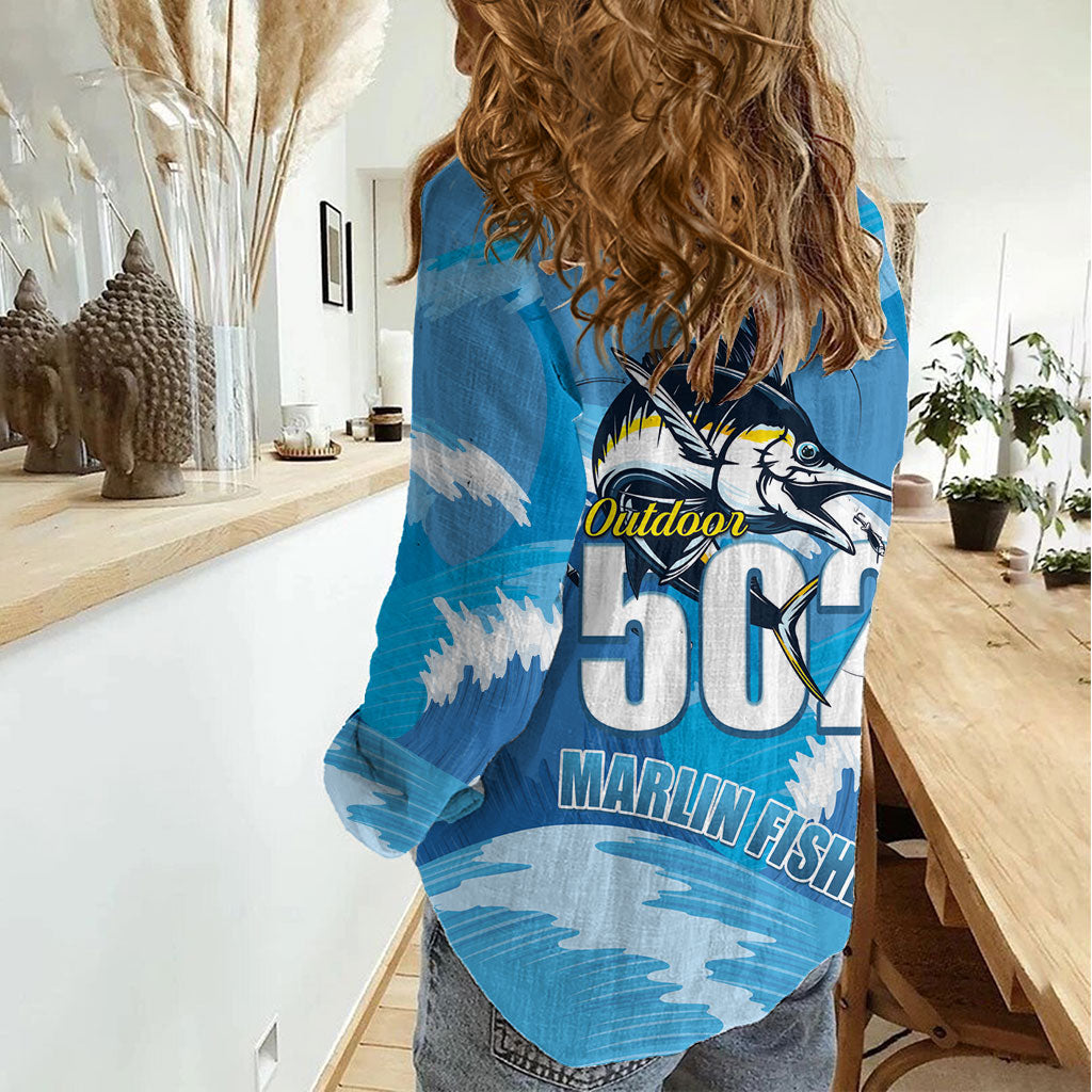 Blue Marlin Fishing Guatemala Women Casual Shirt Makaira Nigricans 502 Outdoor Hobby