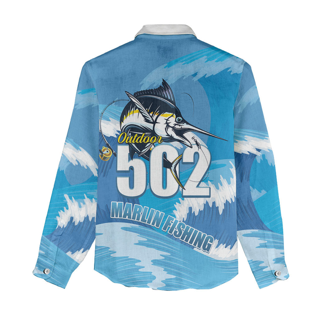 Blue Marlin Fishing Guatemala Women Casual Shirt Makaira Nigricans 502 Outdoor Hobby