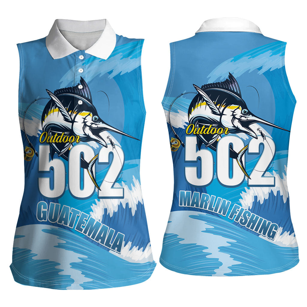 Blue Marlin Fishing Guatemala Women Sleeveless Polo Shirt Makaira Nigricans 502 Outdoor Hobby