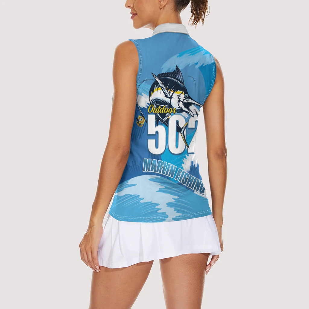 Blue Marlin Fishing Guatemala Women Sleeveless Polo Shirt Makaira Nigricans 502 Outdoor Hobby