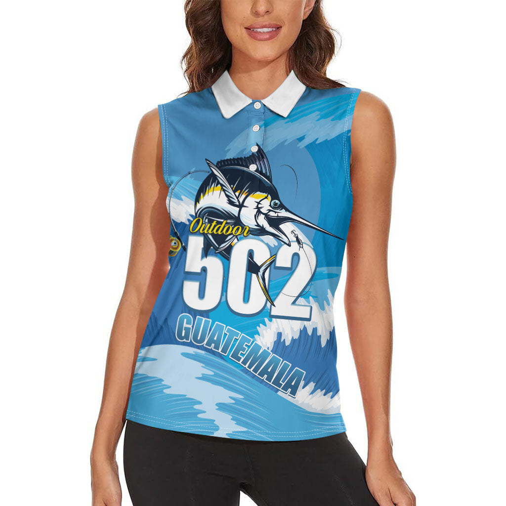 Blue Marlin Fishing Guatemala Women Sleeveless Polo Shirt Makaira Nigricans 502 Outdoor Hobby