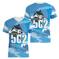 Blue Marlin Fishing Guatemala Women V-Neck T-Shirt Makaira Nigricans 502 Outdoor Hobby