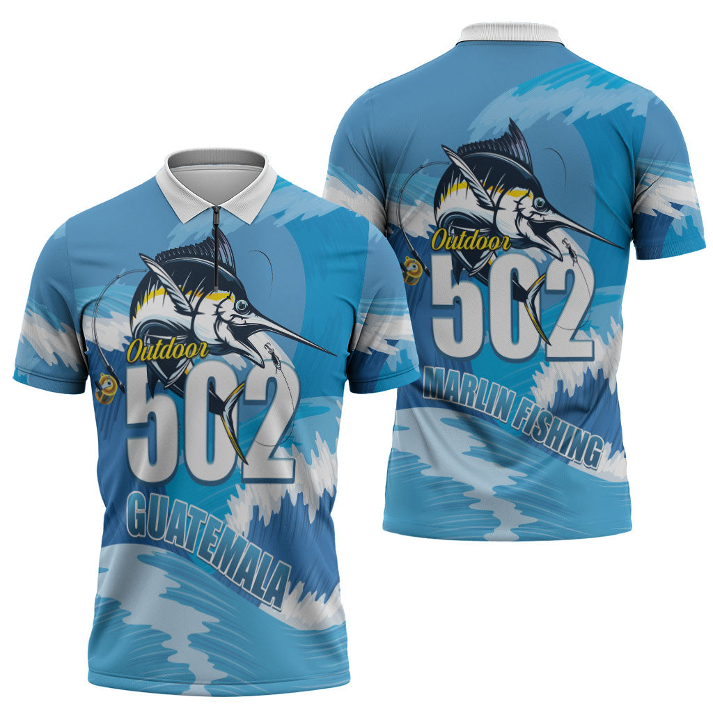 Blue Marlin Fishing Guatemala Zipper Polo Shirt Makaira Nigricans 502 Outdoor Hobby