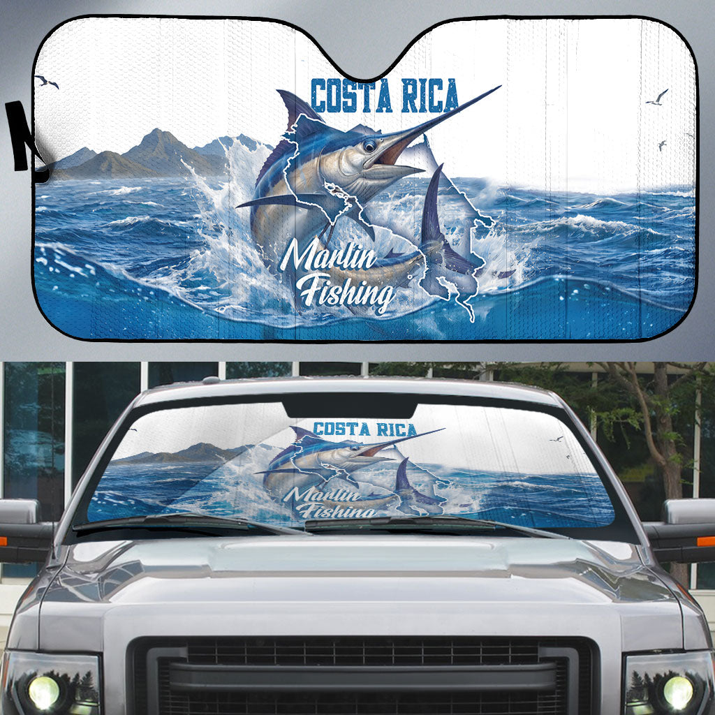 Blue Marlin Fishing Costa Rica Auto Sun Shade Makaira Nigricans Deep Sea Fishing
