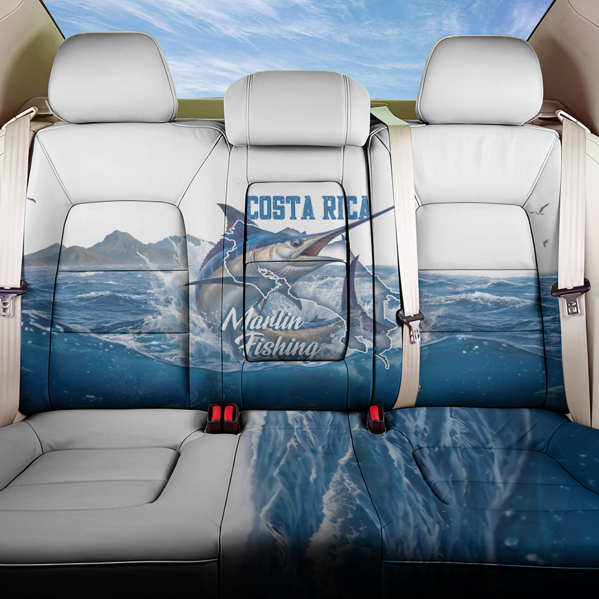 Blue Marlin Fishing Costa Rica Back Car Seat Cover Makaira Nigricans Deep Sea Fishing