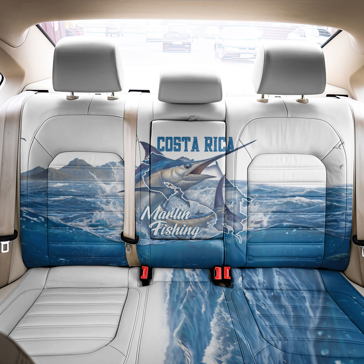Blue Marlin Fishing Costa Rica Back Car Seat Cover Makaira Nigricans Deep Sea Fishing