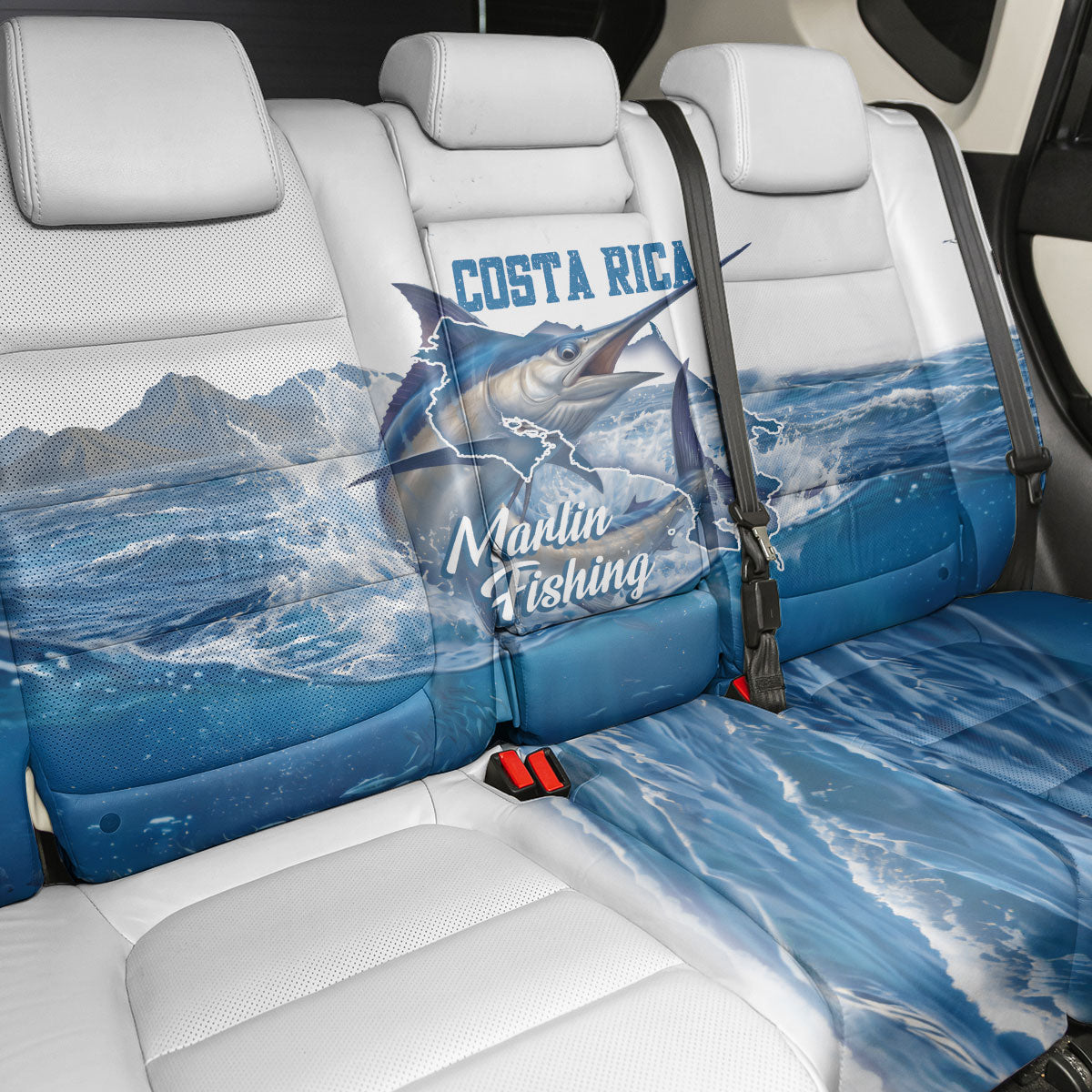 Blue Marlin Fishing Costa Rica Back Car Seat Cover Makaira Nigricans Deep Sea Fishing