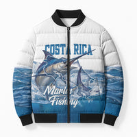 Blue Marlin Fishing Costa Rica Bomber Puffer Jacket Makaira Nigricans Deep Sea Fishing
