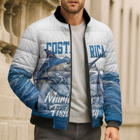 Blue Marlin Fishing Costa Rica Bomber Puffer Jacket Makaira Nigricans Deep Sea Fishing