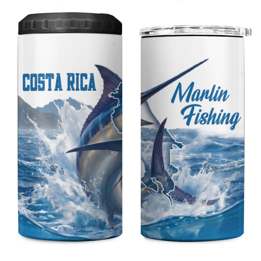 Blue Marlin Fishing Costa Rica 4 in 1 Can Cooler Tumbler Makaira Nigricans Deep Sea Fishing
