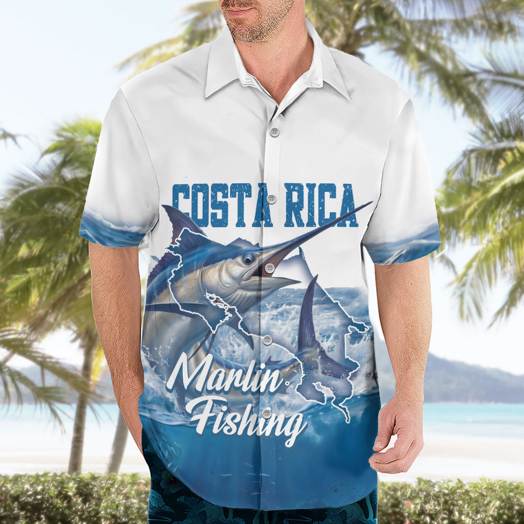 Blue Marlin Fishing Costa Rica Hawaiian Shirt Makaira Nigricans Deep Sea Fishing