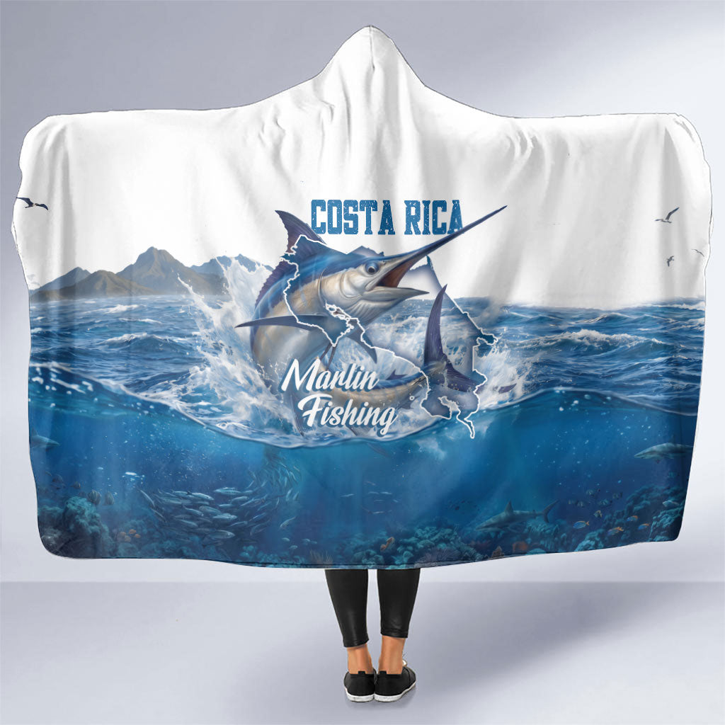 Blue Marlin Fishing Costa Rica Hooded Blanket Makaira Nigricans Deep Sea Fishing
