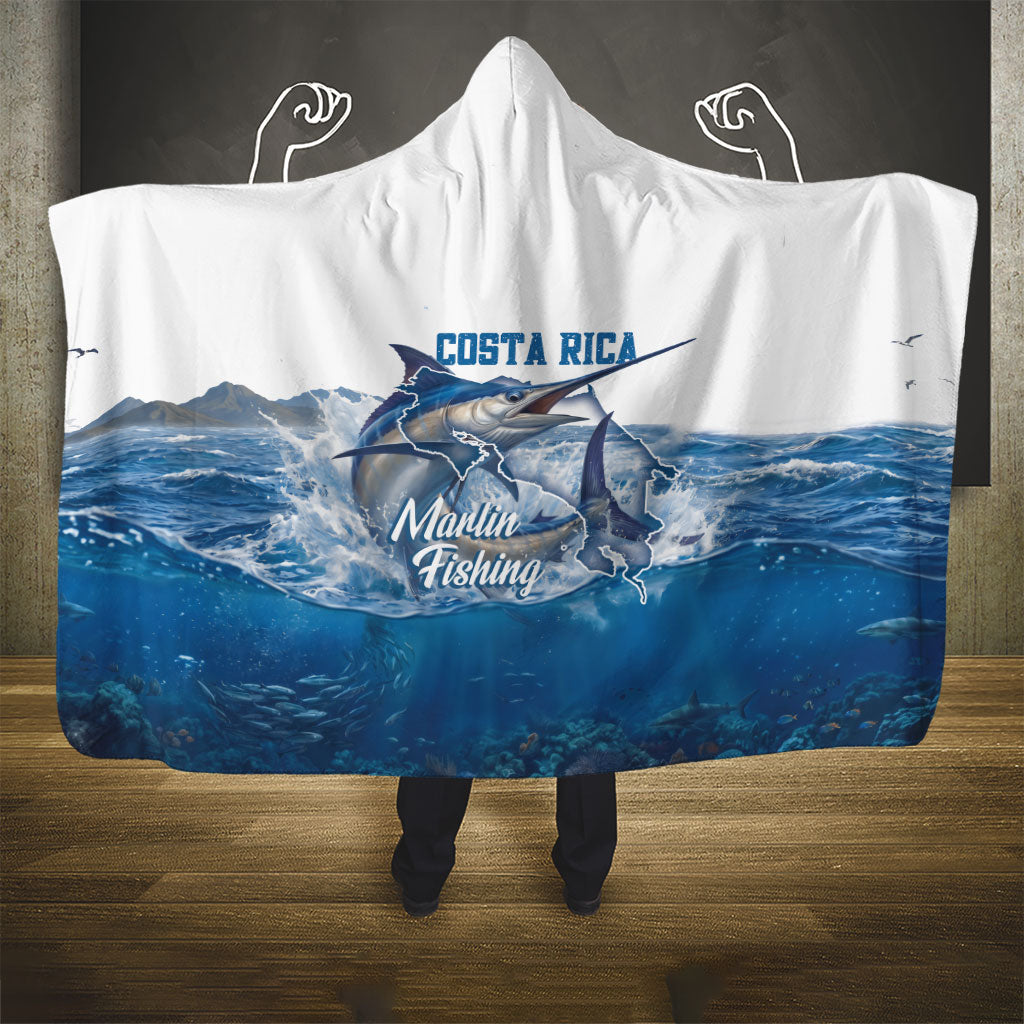 Blue Marlin Fishing Costa Rica Hooded Blanket Makaira Nigricans Deep Sea Fishing