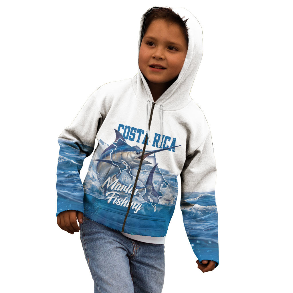Blue Marlin Fishing Costa Rica Kid Hoodie Makaira Nigricans Deep Sea Fishing