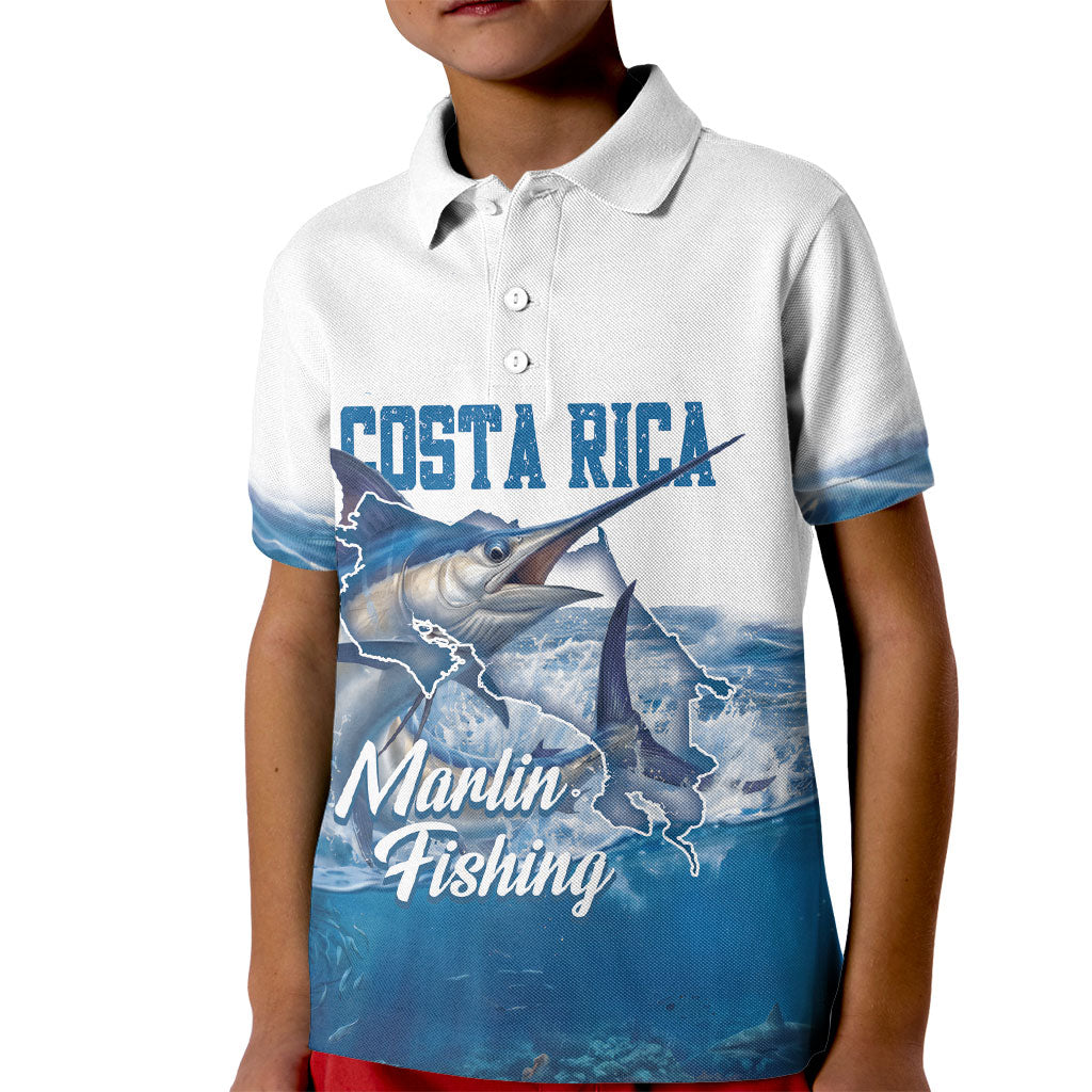 Blue Marlin Fishing Costa Rica Kid Polo Shirt Makaira Nigricans Deep Sea Fishing