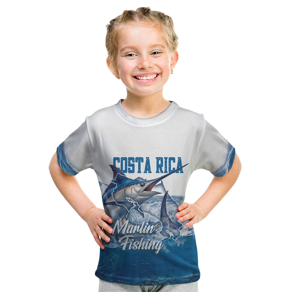 Blue Marlin Fishing Costa Rica Kid T Shirt Makaira Nigricans Deep Sea Fishing