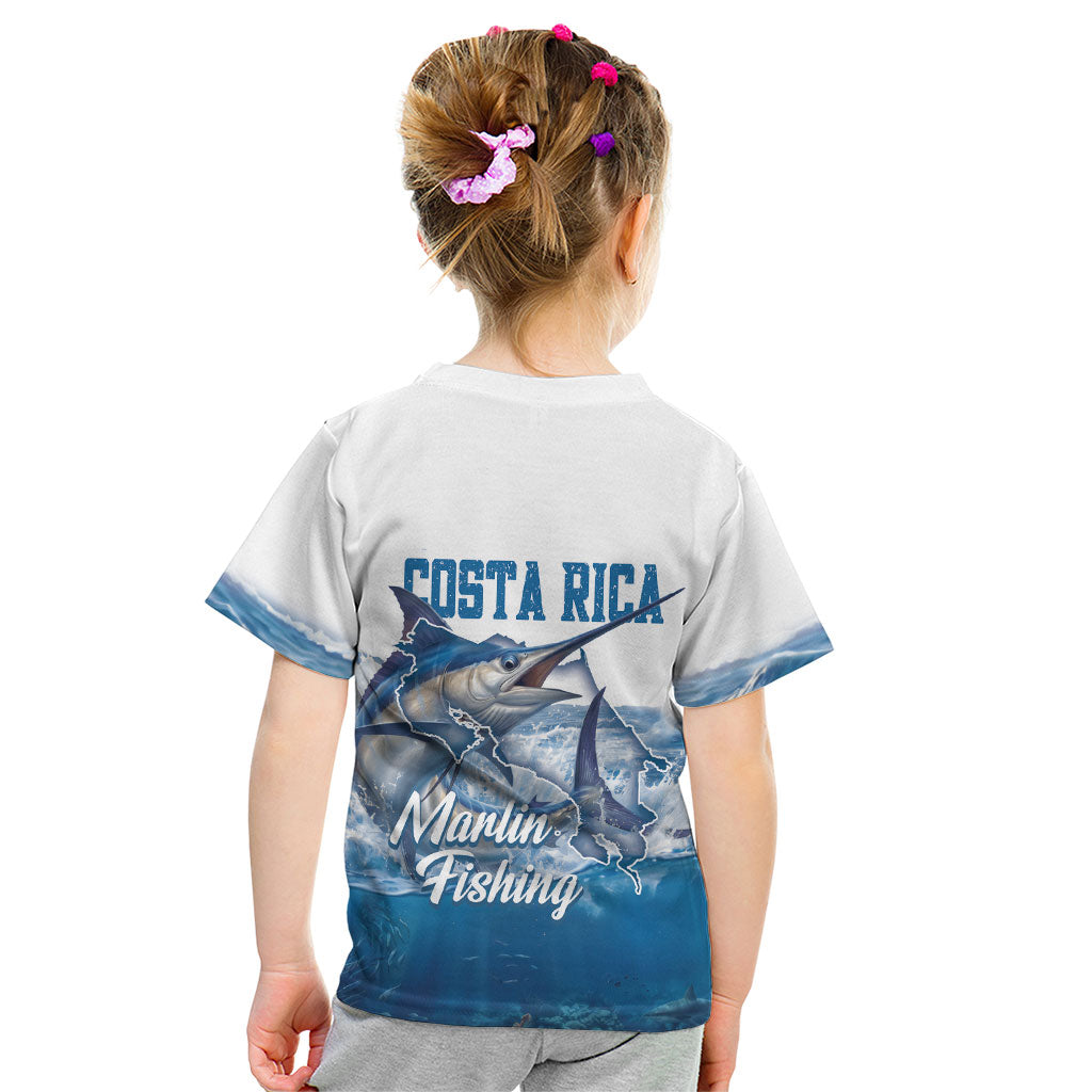 Blue Marlin Fishing Costa Rica Kid T Shirt Makaira Nigricans Deep Sea Fishing