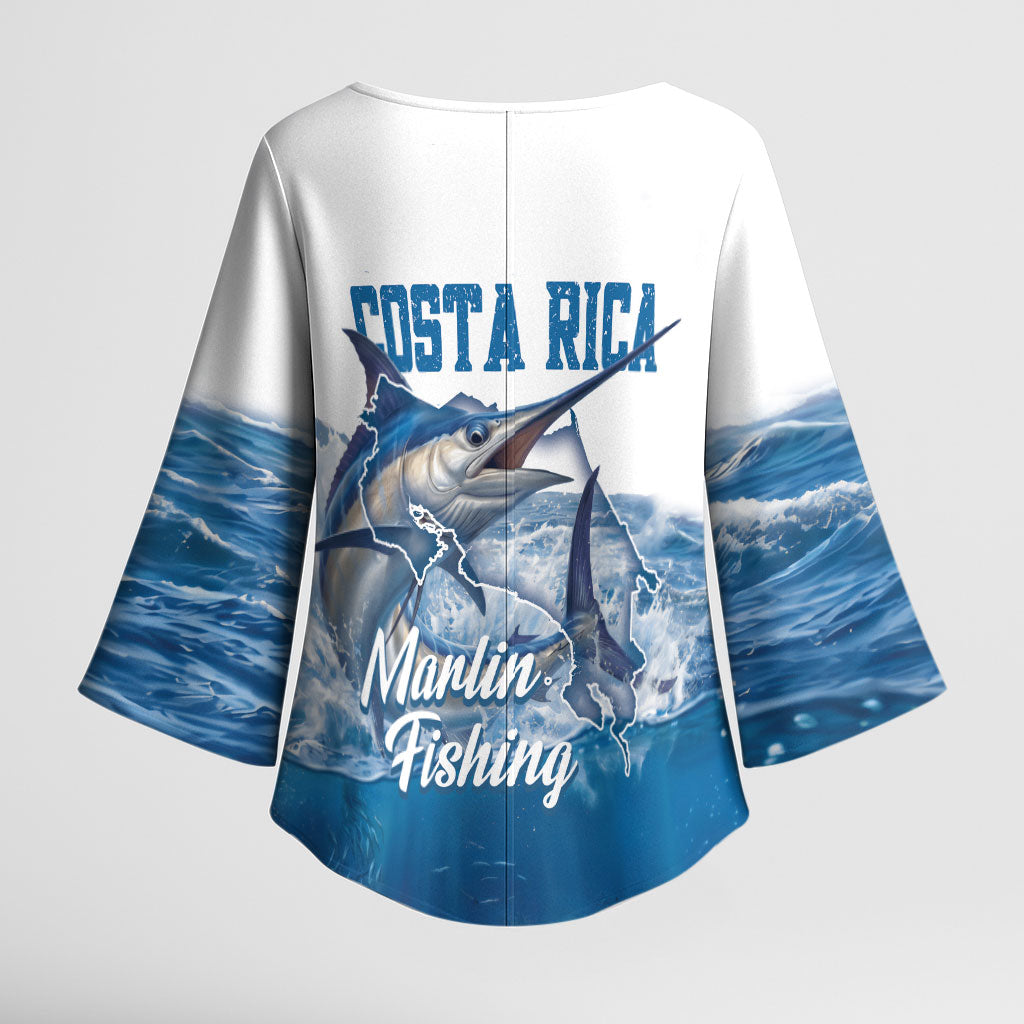 Blue Marlin Fishing Costa Rica Kimono Sleeve Blouse Makaira Nigricans Deep Sea Fishing