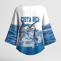 Blue Marlin Fishing Costa Rica Kimono Sleeve Blouse Makaira Nigricans Deep Sea Fishing