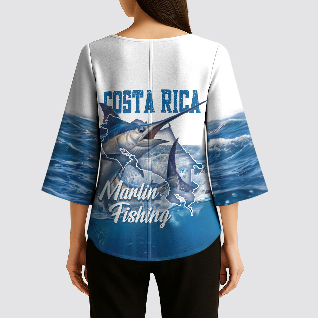 Blue Marlin Fishing Costa Rica Kimono Sleeve Blouse Makaira Nigricans Deep Sea Fishing