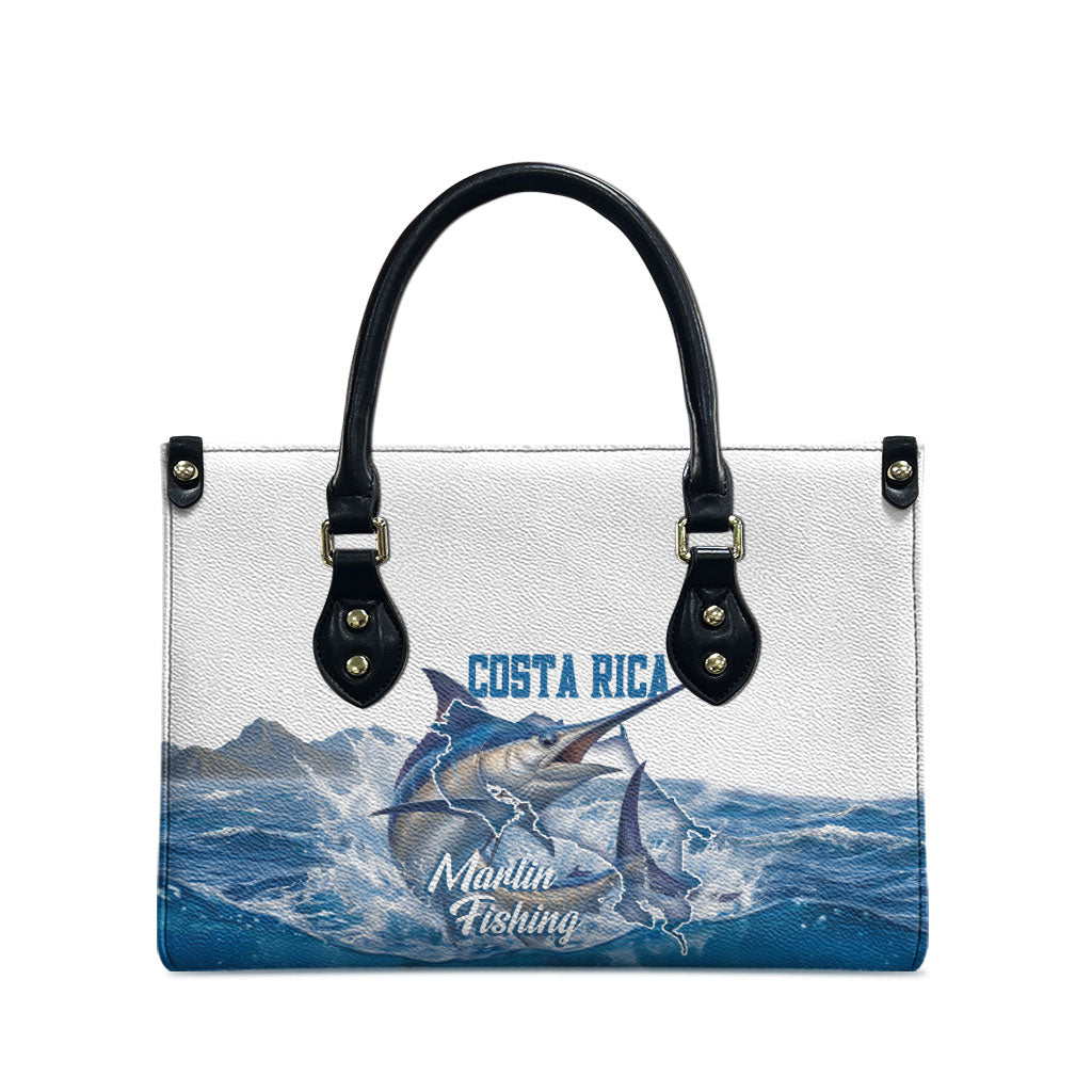 Blue Marlin Fishing Costa Rica Leather Bag Makaira Nigricans Deep Sea Fishing