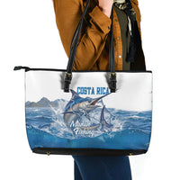 Blue Marlin Fishing Costa Rica Leather Tote Bag Makaira Nigricans Deep Sea Fishing