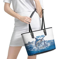 Blue Marlin Fishing Costa Rica Leather Tote Bag Makaira Nigricans Deep Sea Fishing