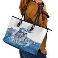 Blue Marlin Fishing Costa Rica Leather Tote Bag Makaira Nigricans Deep Sea Fishing