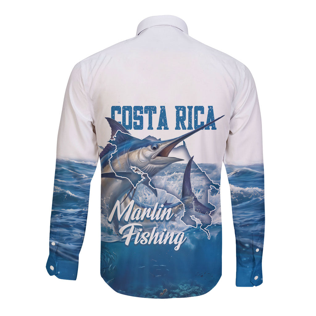 Blue Marlin Fishing Costa Rica Long Sleeve Button Shirt Makaira Nigricans Deep Sea Fishing