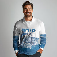 Blue Marlin Fishing Costa Rica Long Sleeve Polo Shirt Makaira Nigricans Deep Sea Fishing