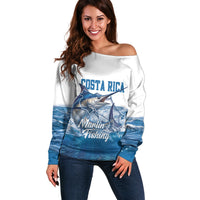 Blue Marlin Fishing Costa Rica Off Shoulder Sweater Makaira Nigricans Deep Sea Fishing
