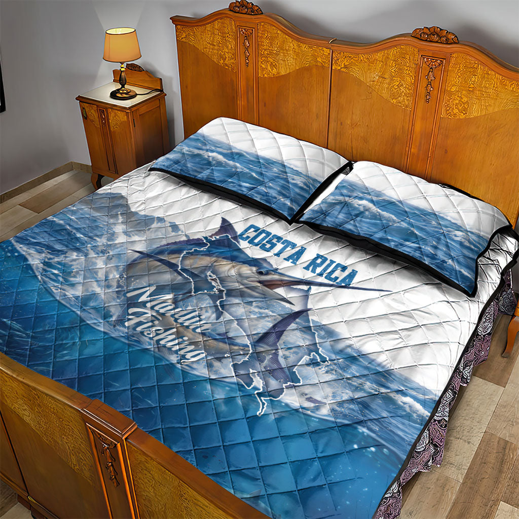 Blue Marlin Fishing Costa Rica Quilt Bed Set Makaira Nigricans Deep Sea Fishing