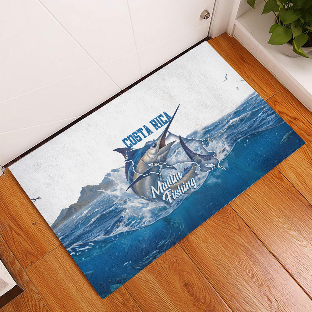 Blue Marlin Fishing Costa Rica Rubber Doormat Makaira Nigricans Deep Sea Fishing