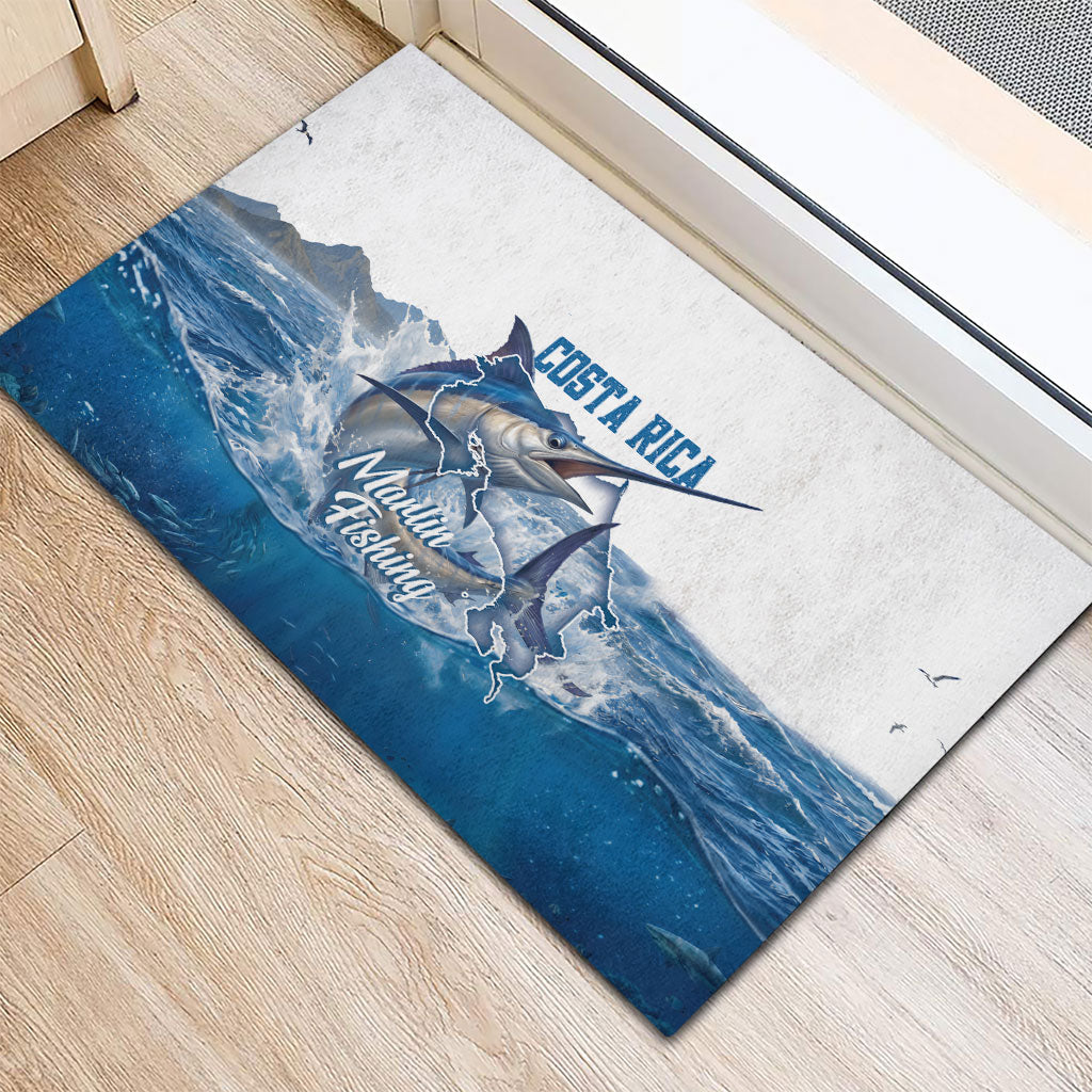 Blue Marlin Fishing Costa Rica Rubber Doormat Makaira Nigricans Deep Sea Fishing