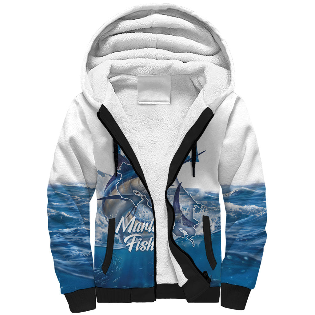 Blue Marlin Fishing Costa Rica Sherpa Hoodie Makaira Nigricans Deep Sea Fishing
