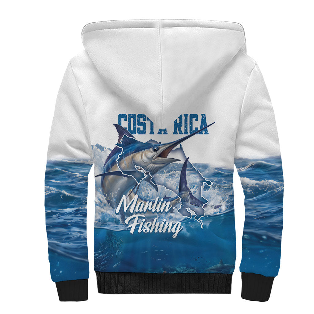 Blue Marlin Fishing Costa Rica Sherpa Hoodie Makaira Nigricans Deep Sea Fishing