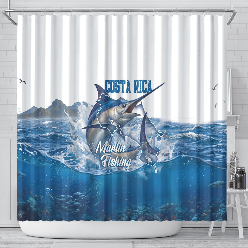 Blue Marlin Fishing Costa Rica Shower Curtain Makaira Nigricans Deep Sea Fishing