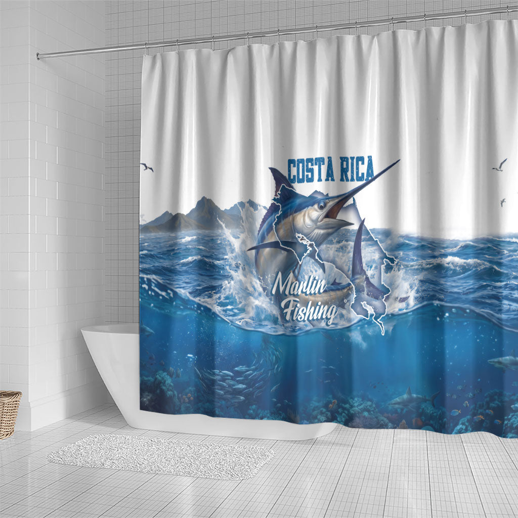 Blue Marlin Fishing Costa Rica Shower Curtain Makaira Nigricans Deep Sea Fishing