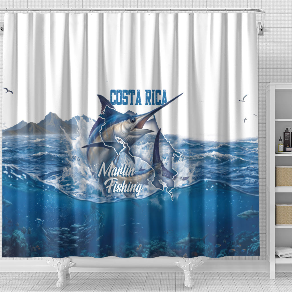 Blue Marlin Fishing Costa Rica Shower Curtain Makaira Nigricans Deep Sea Fishing